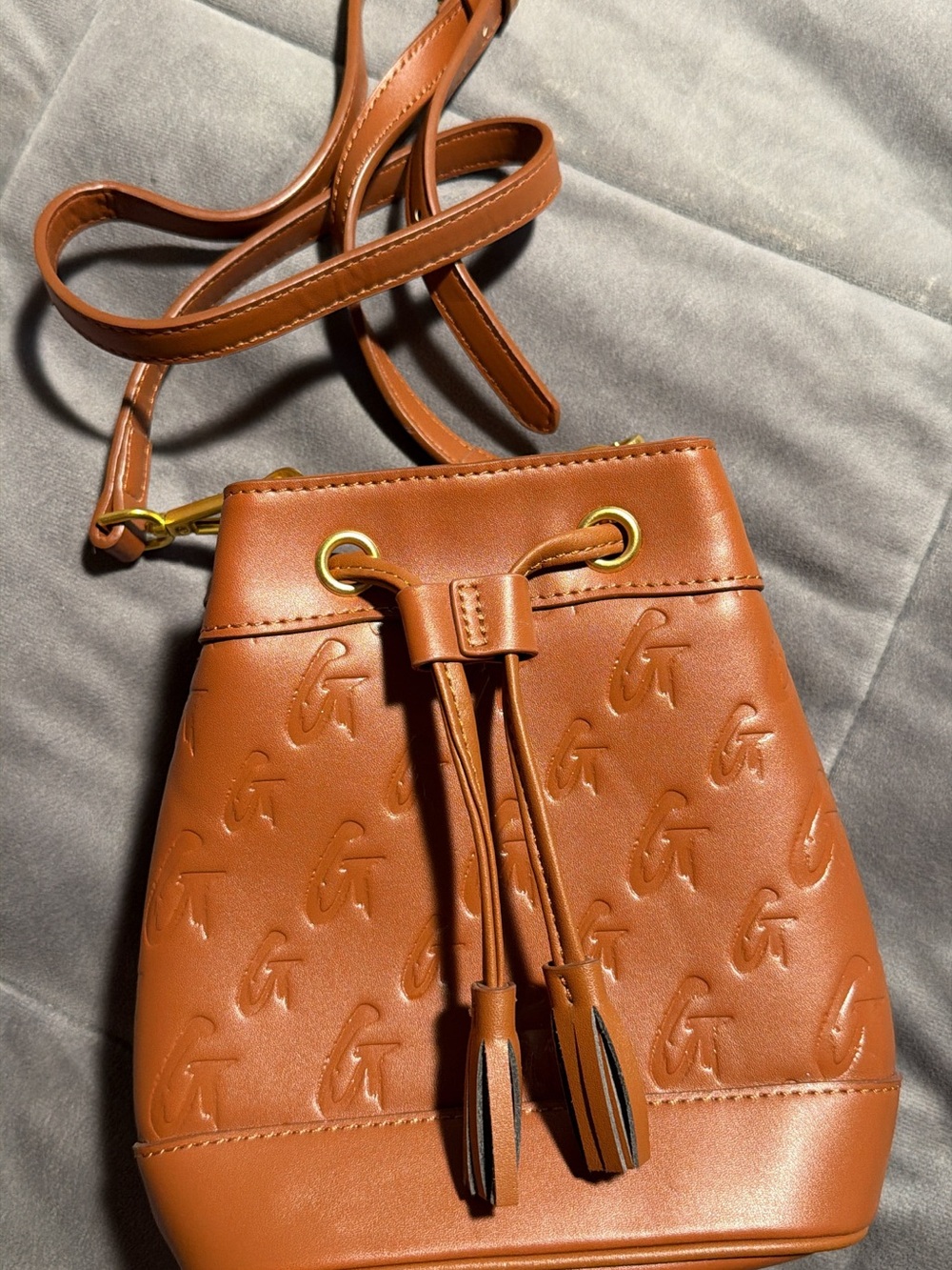 Glam-Aholic Cognac Drawstring Crossbody Bag